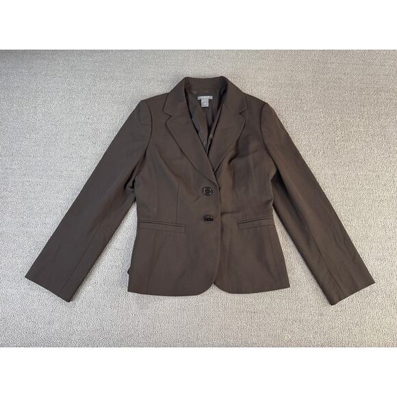 Ann Taylor Blazer Jacket Stretch Career Chocolate Brown Size 12 Flawed - Picture 1 of 7